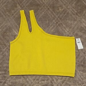New Offline by Aerie Yellow One Shoulder Sleeveless Crop Top Size Large